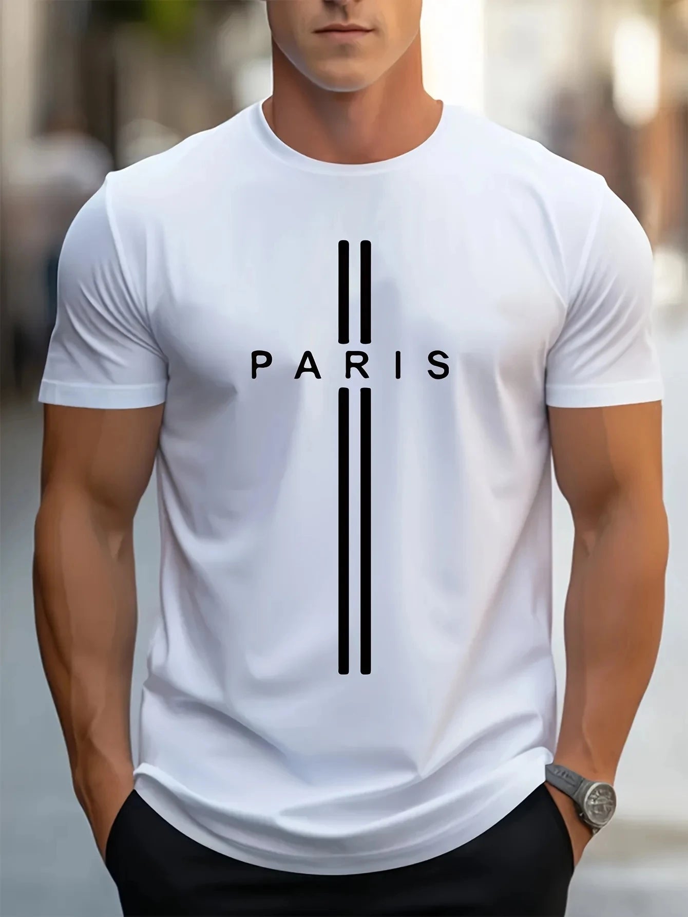 Men's 3D Paris Print T-Shirt – Casual Summer Short-Sleeve Tee