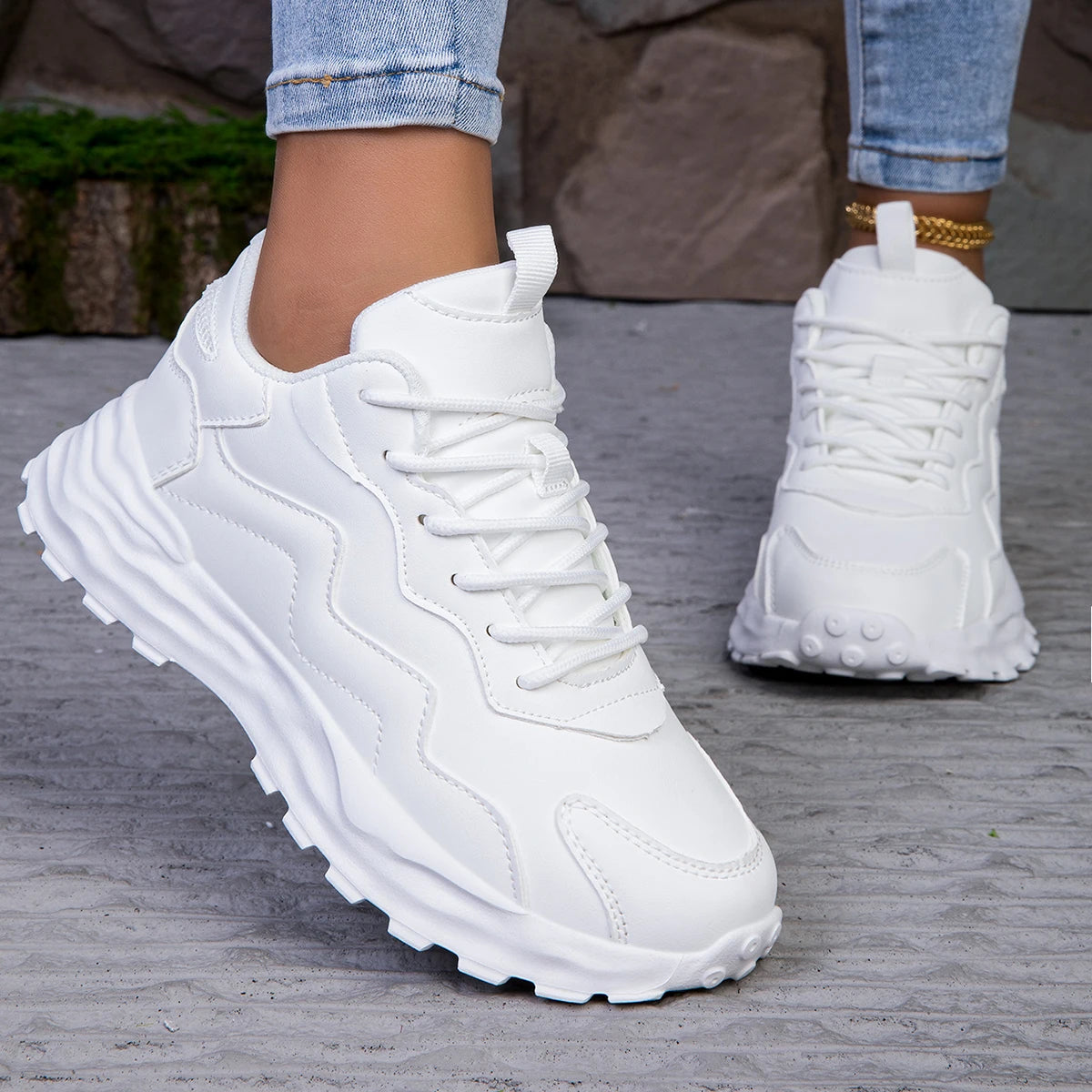 Fashion Women’s Vulcanize Platform Sneakers – Breathable Mesh Casual Running & Walking Shoes