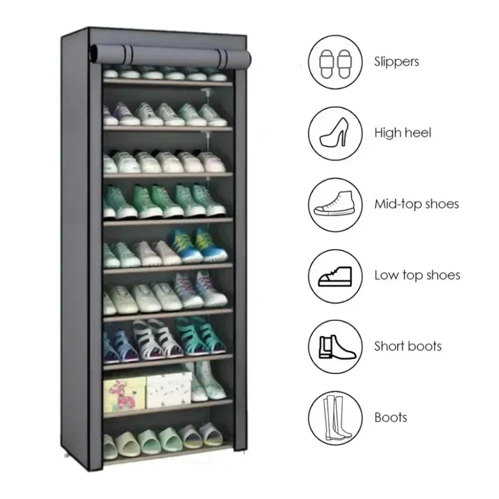 Dustproof Multilayer Shoe Rack – Space-Saving & Stylish Organizer