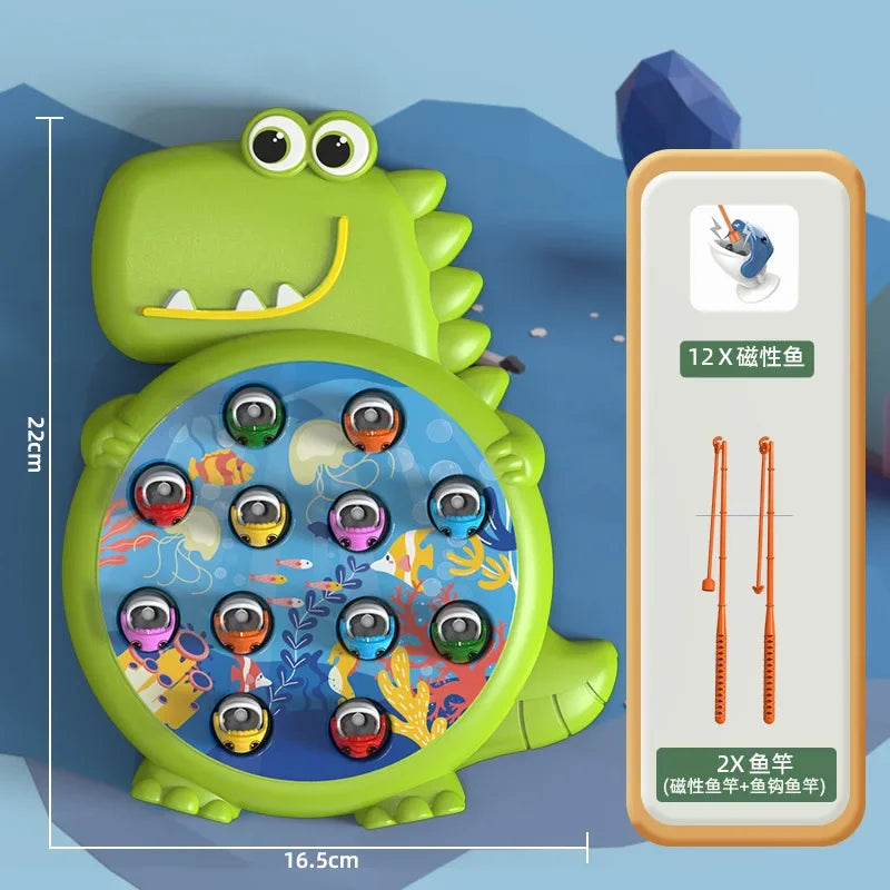 Simple Dinosaur Magnetic Fishing Toys - Montessori Educational Fishing Pole Game for Kids and Toddlers