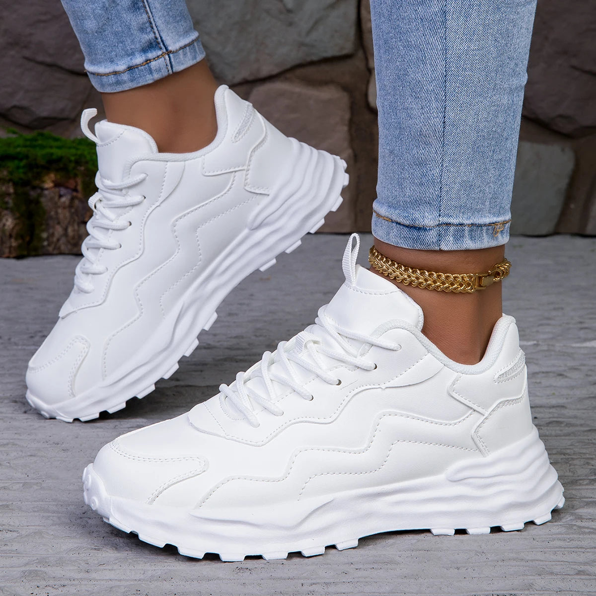 Fashion Women’s Vulcanize Platform Sneakers – Breathable Mesh Casual Running & Walking Shoes