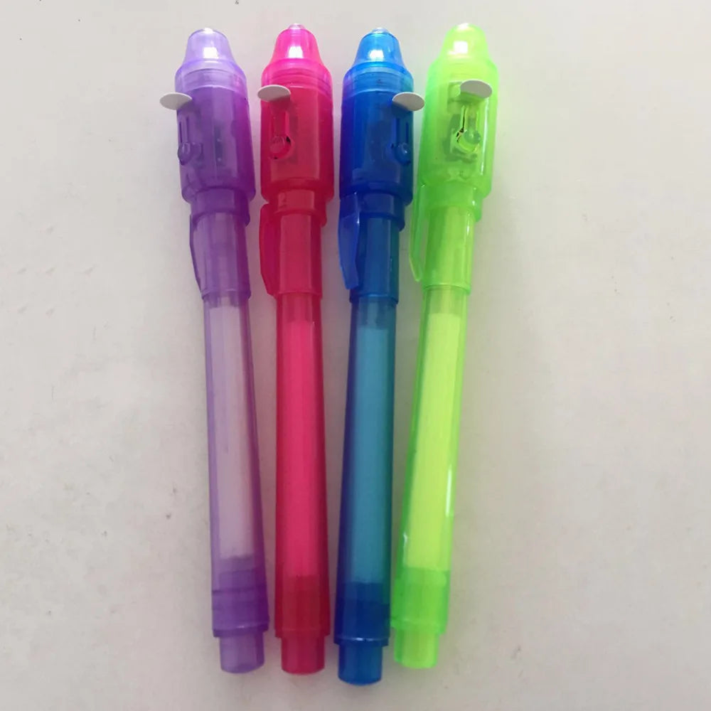 4pcs Luminous Light Pen Set – Magic Purple 2-in-1 UV & Invisible Ink Pens for Kids!