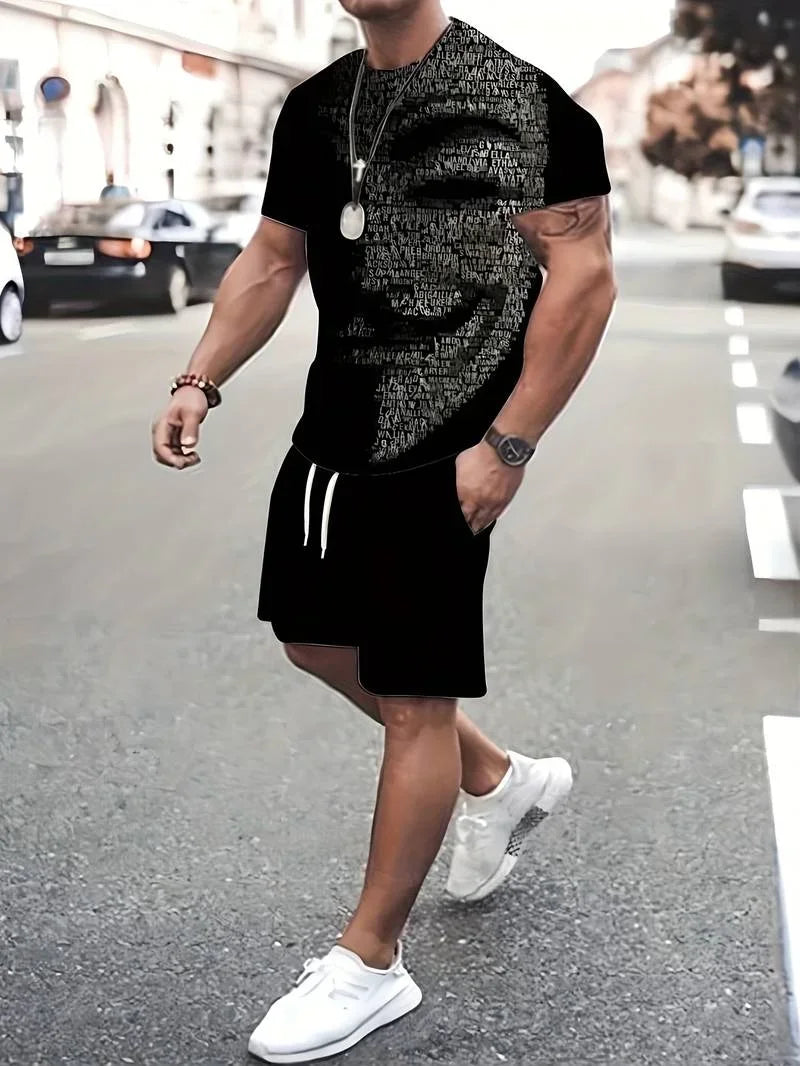 2024 Men's 3D Printed Beach Shorts Set – Trendy Hip-Hop Summer Outfit