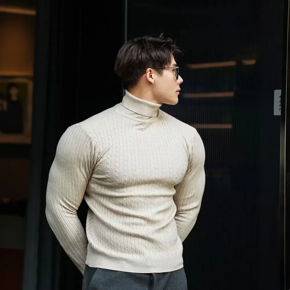 Men’s Knitted Turtleneck Sweater – Stylish & Warm Autumn Pullover