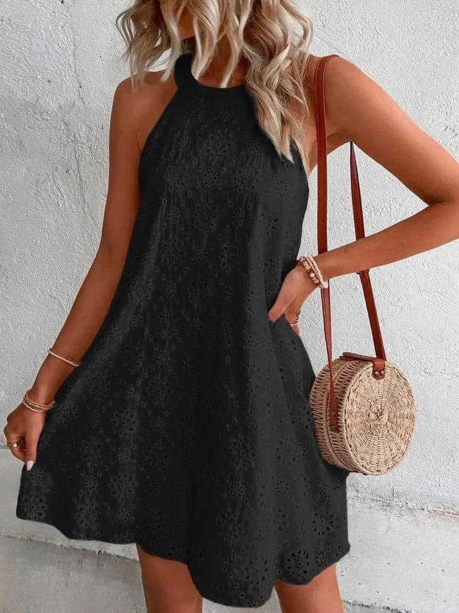 2024 Women's Elegant White Mini Dress – Sleeveless Summer Party Style