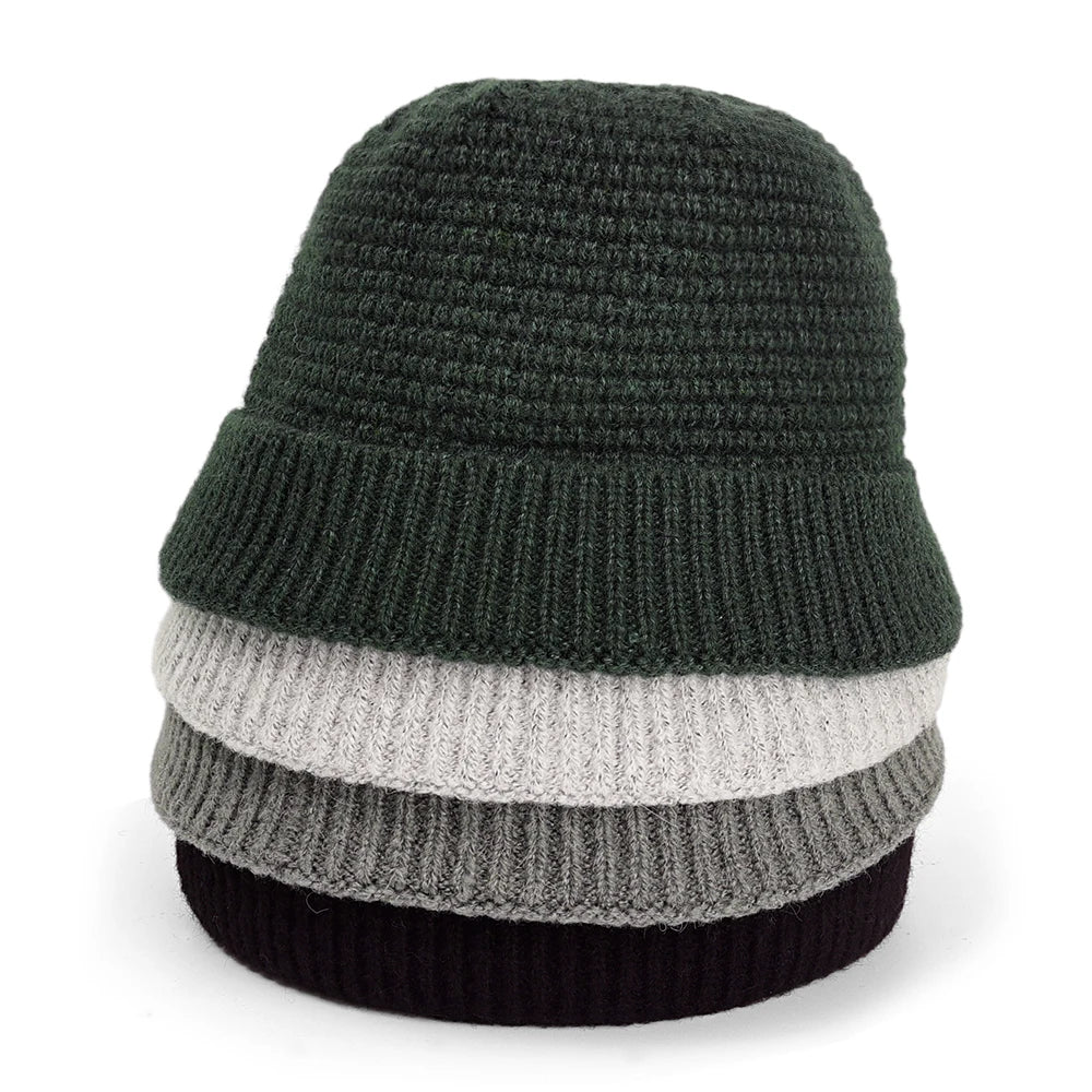 Woolen Knitted Beanie – Thick & Warm Roll-Up Edge Cap for Men & Women