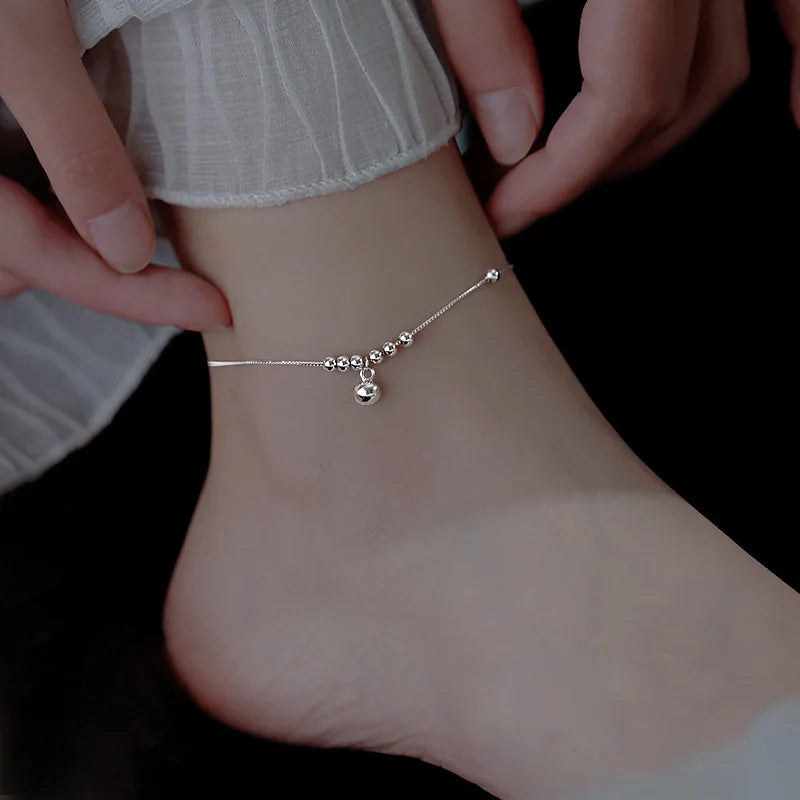 925 Sterling Silver Anklet for Women 💎 – Elegant Geometric Chain with Clear CZ Crystals