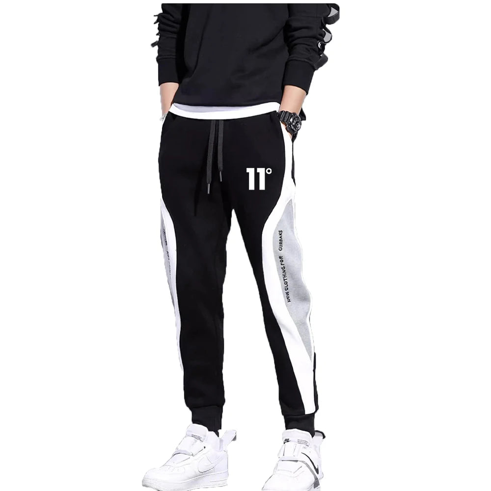 Men's 11 Print Patchwork Sweatpants – Stylish Joggers for Spring & Autumn