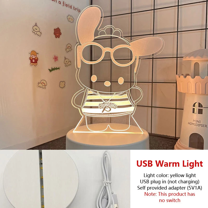 Hello Kitty KEROKERO KEROPPI My Melody Creative Cartoon Night Light - Kawaii Heart-Shaped Bedside Lamp for Girls