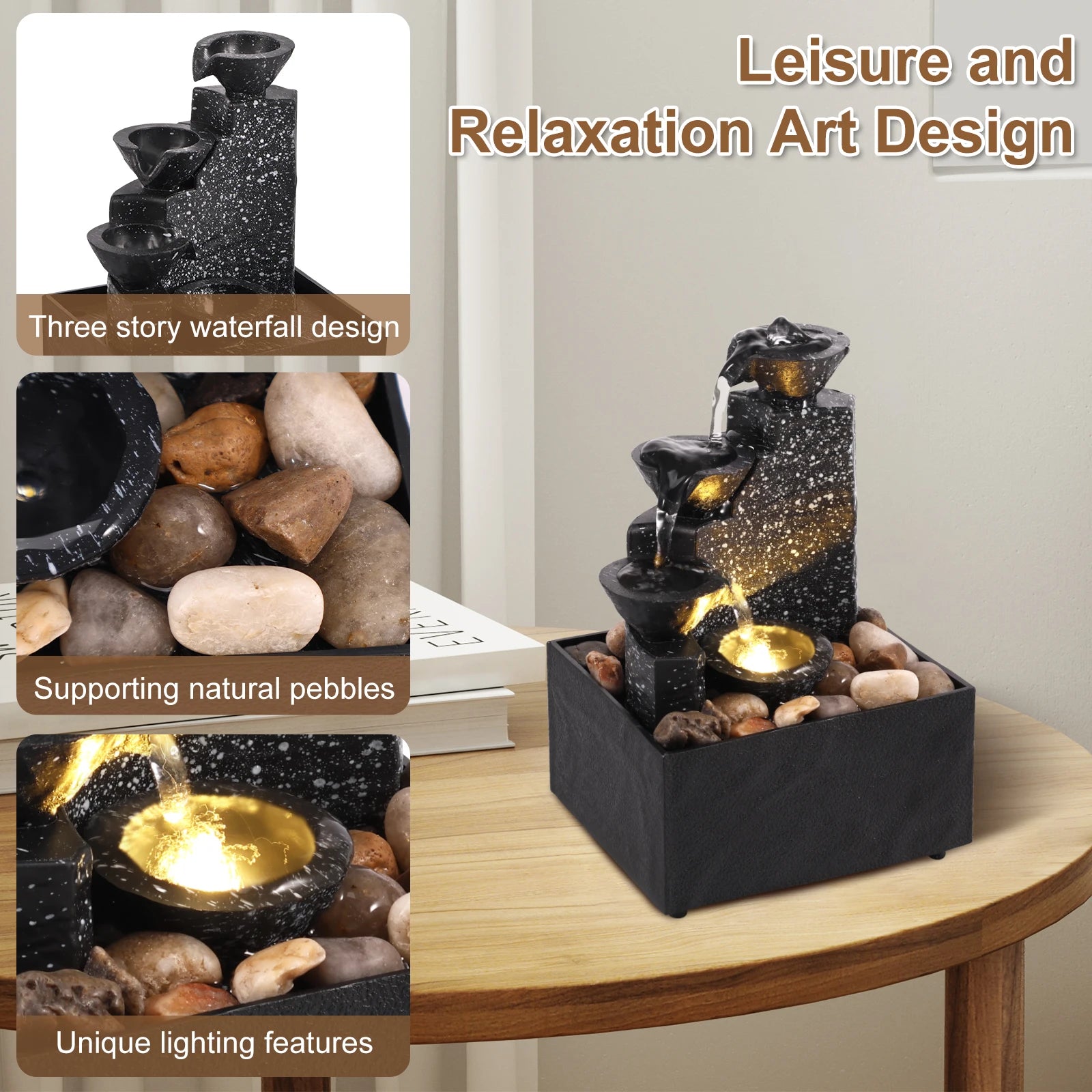 Desktop Waterfall Decoration – Relaxing Tabletop Fountain Ornament