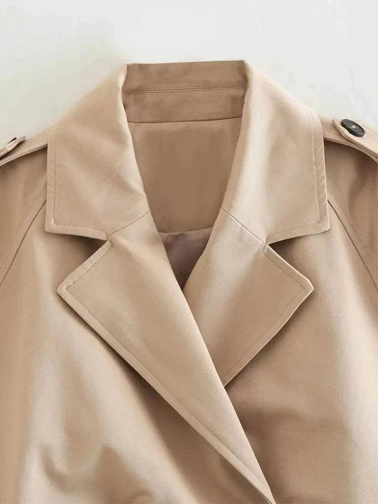 2024 Belted Cropped Trench Jacket – Vintage Streetwear for Women