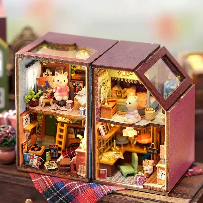 DIY Mini Rabbit Town Doll House – Wooden Miniature Building Kit with Furniture!