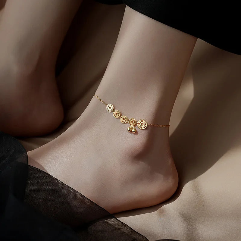 925 Sterling Silver Anklet for Women 💎 – Elegant Geometric Chain with Clear CZ Crystals