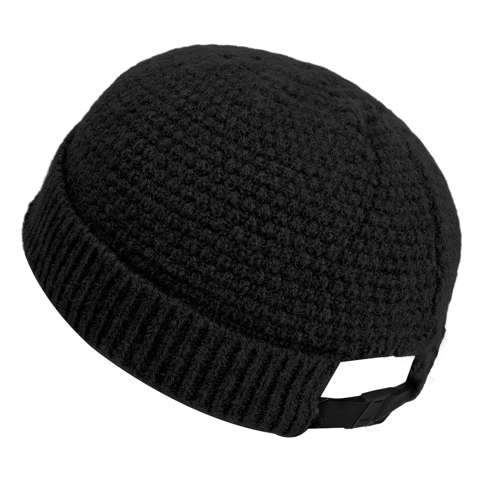 Woolen Knitted Beanie – Thick & Warm Roll-Up Edge Cap for Men & Women