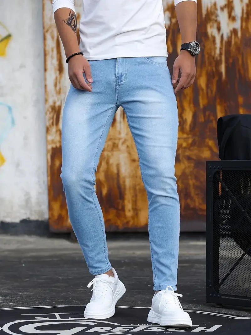 Men’s Retro Slim-Fit Stretch Jeans – Stylish & Comfortable Denim