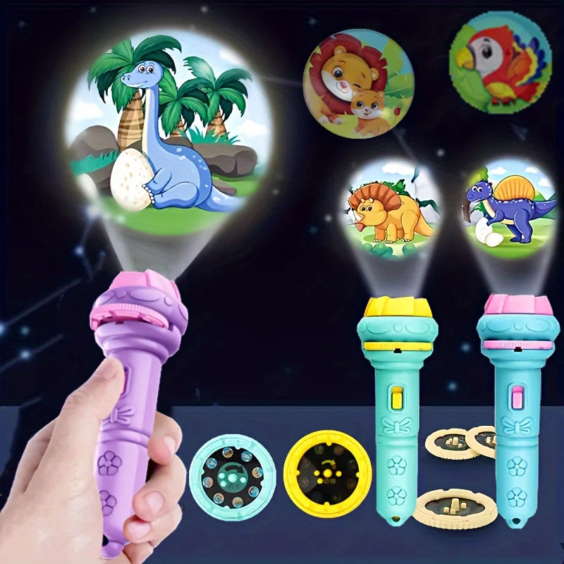 32 Patterns Flashlight Projector – Fun Dinosaur, Animal &amp; Ocean Projection Toy for Kids!