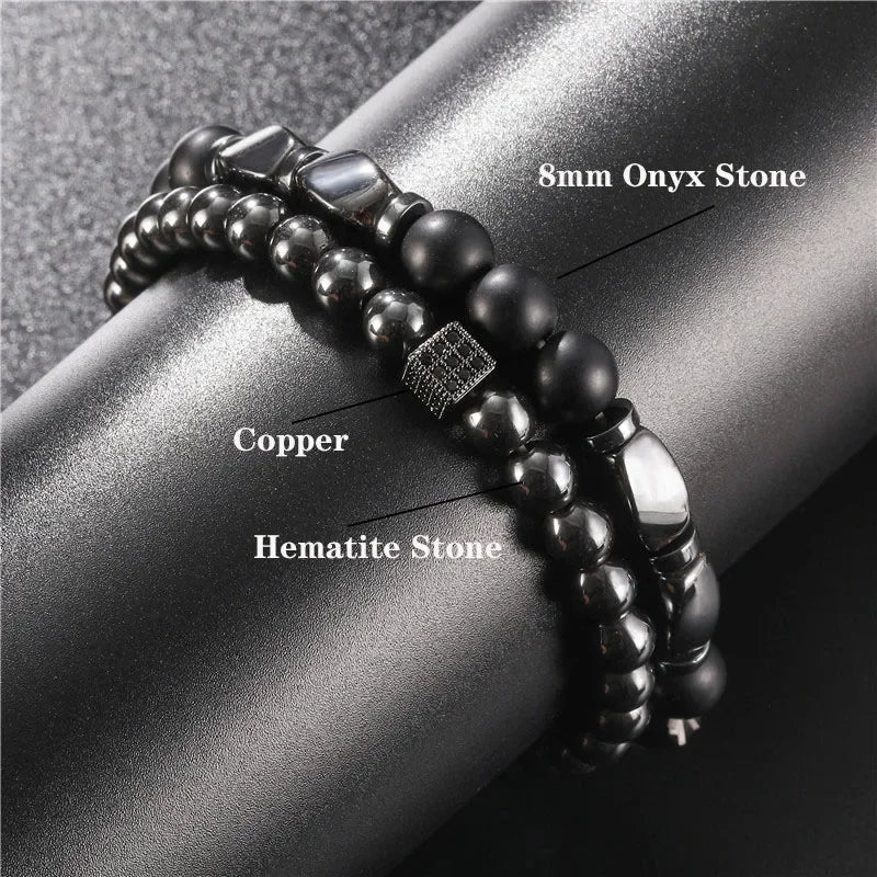 2-Piece Natural Stone Bracelet Set – Luxury & Healing Energy