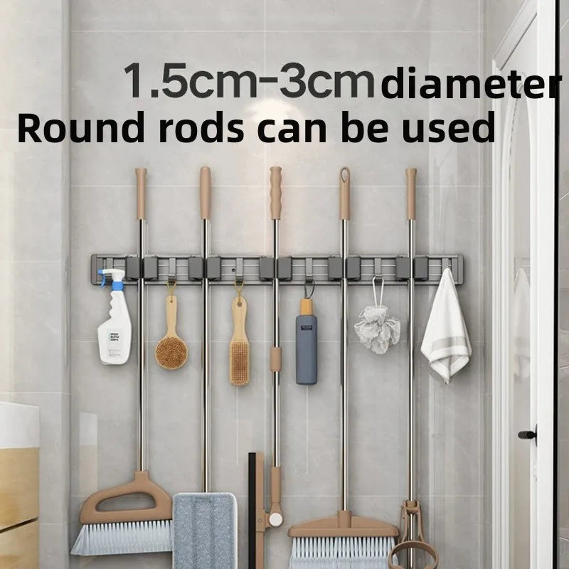 Wall-Mounted Mop &amp; Broom Holder – Strong & Space-Saving Organizer