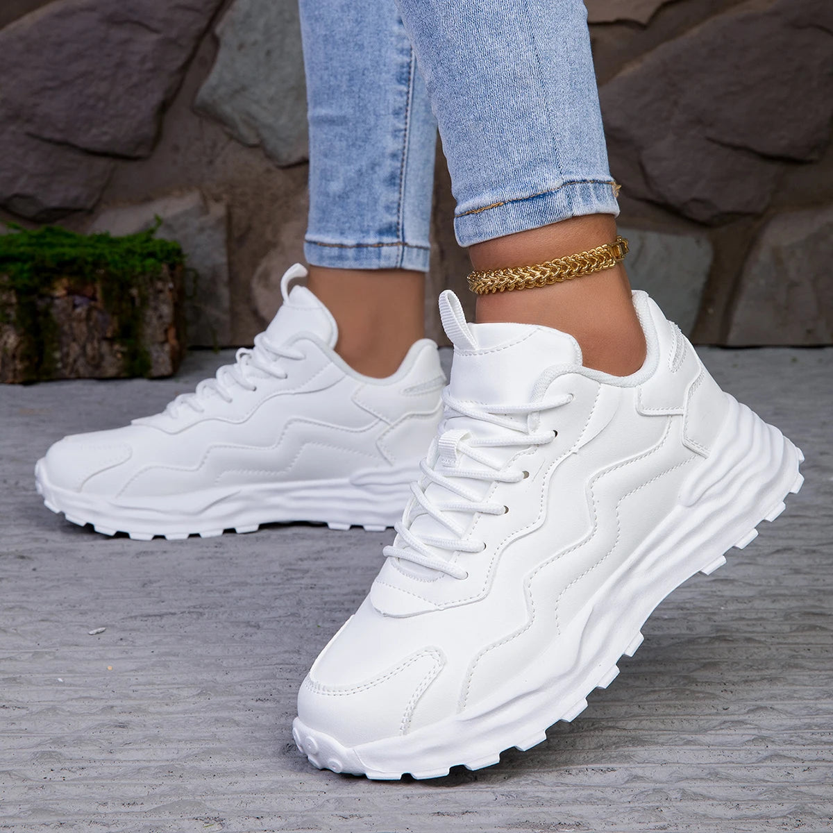 Fashion Women’s Vulcanize Platform Sneakers – Breathable Mesh Casual Running & Walking Shoes