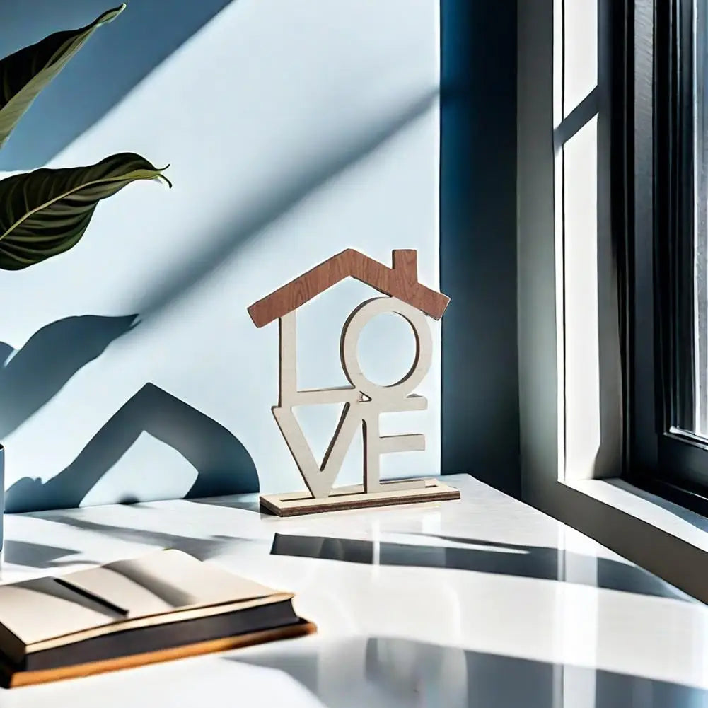 LOVE HOME Desktop Decoration – Elegant Wooden Table Centerpiece