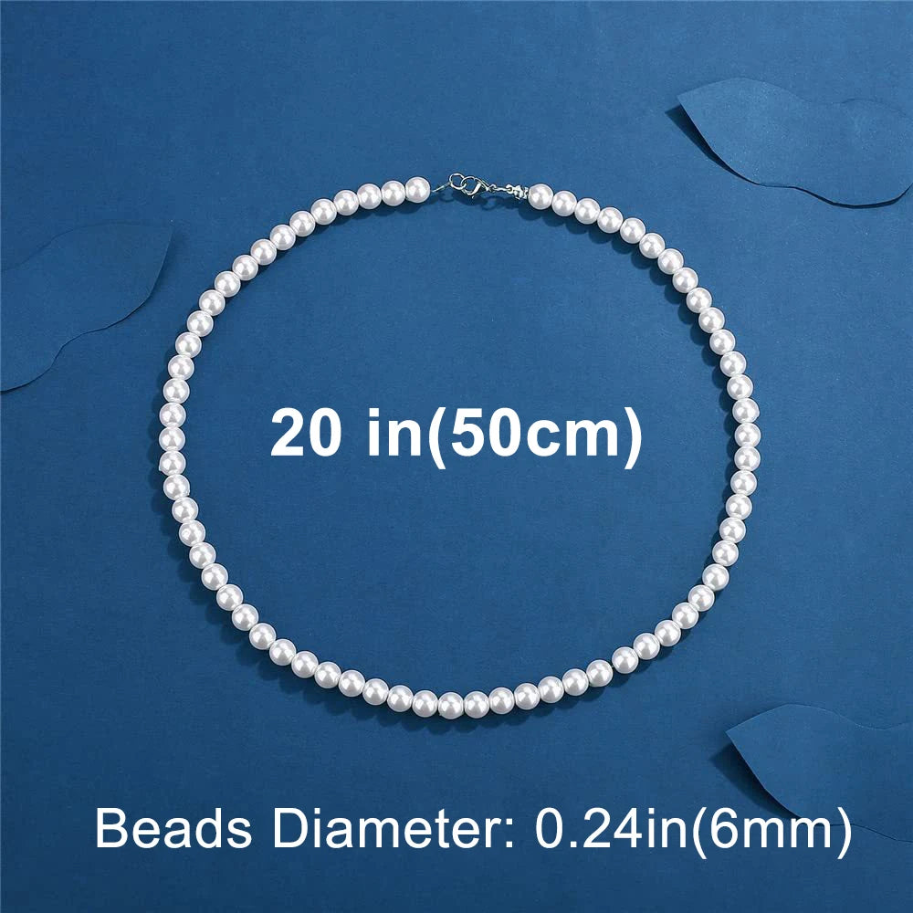 Cool Artificial White Pearl Necklace – Stylish Unisex Beaded Choker