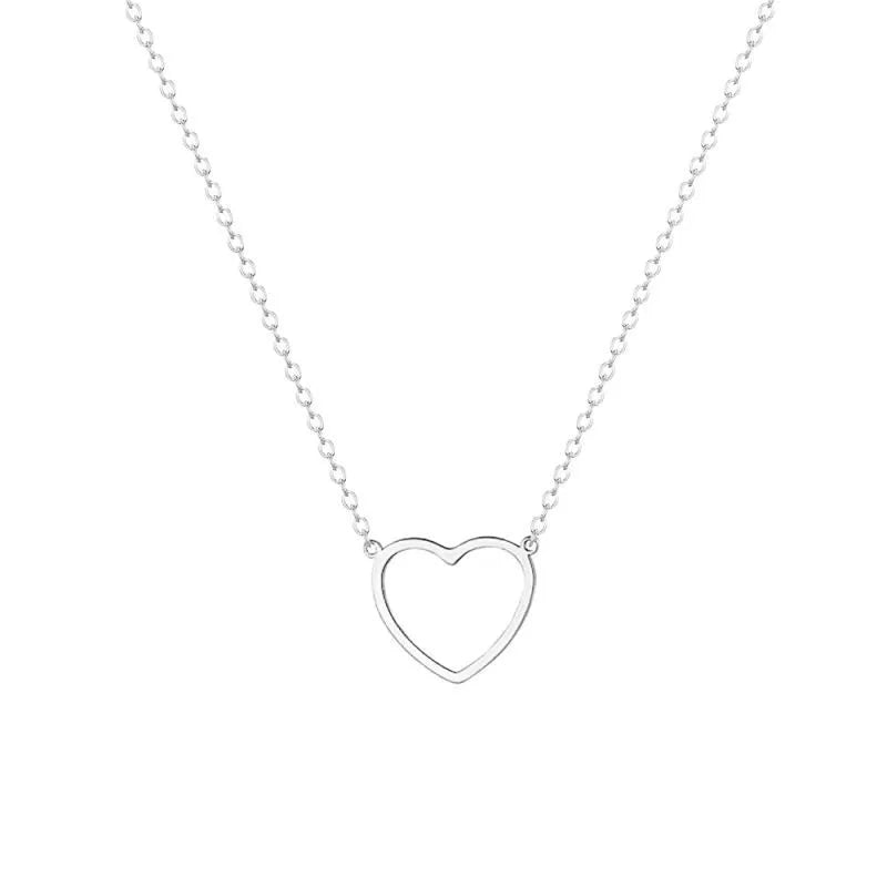 LATS Hollow Love Heart Pendant Necklace – 18K Gold Plated Stainless Steel for Couples