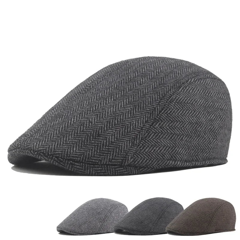 Men’s Fashion Beret – Classic Wool Flat Cap for Autumn & Winter