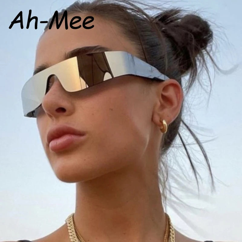 Y2K Wrap-Around One-Piece Sunglasses 🌀 – Futuristic Cycling Goggles for Women & Men