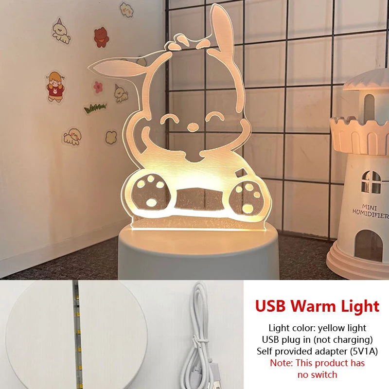 Hello Kitty KEROKERO KEROPPI My Melody Creative Cartoon Night Light - Kawaii Heart-Shaped Bedside Lamp for Girls