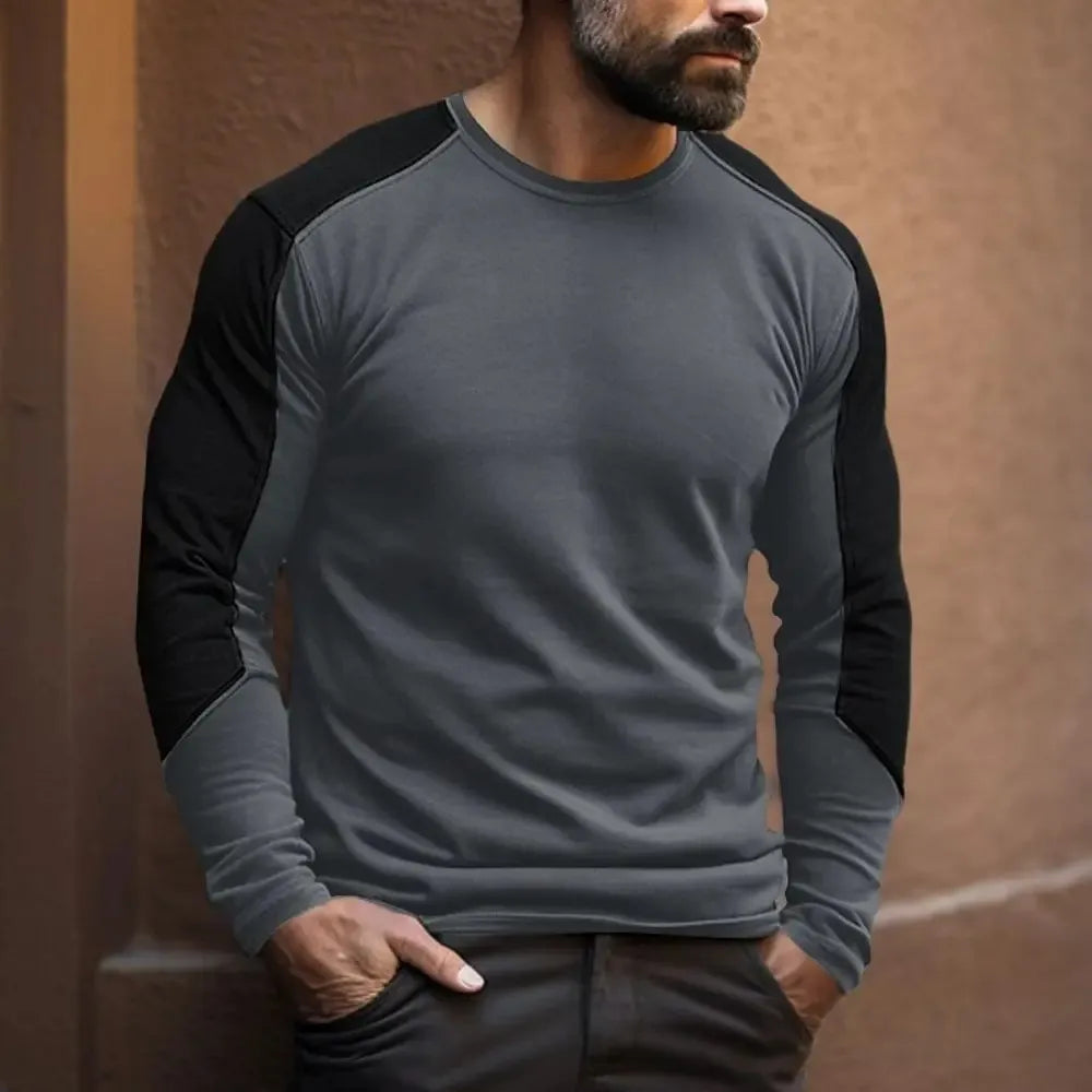 Men's 3D Printed Oversized Pullover – Stylish Cotton Long Sleeve T-Shirt