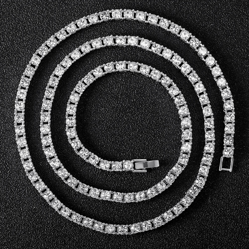 Iced Out 4MM Tennis Chain Bracelet & Necklace – Hip-Hop Luxury Jewelry