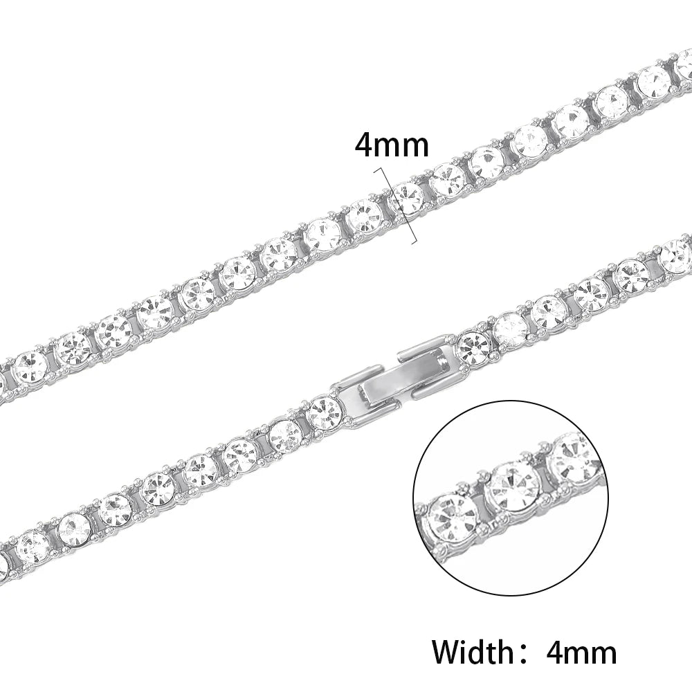 Iced Out 4MM Tennis Chain Bracelet & Necklace – Hip-Hop Luxury Jewelry