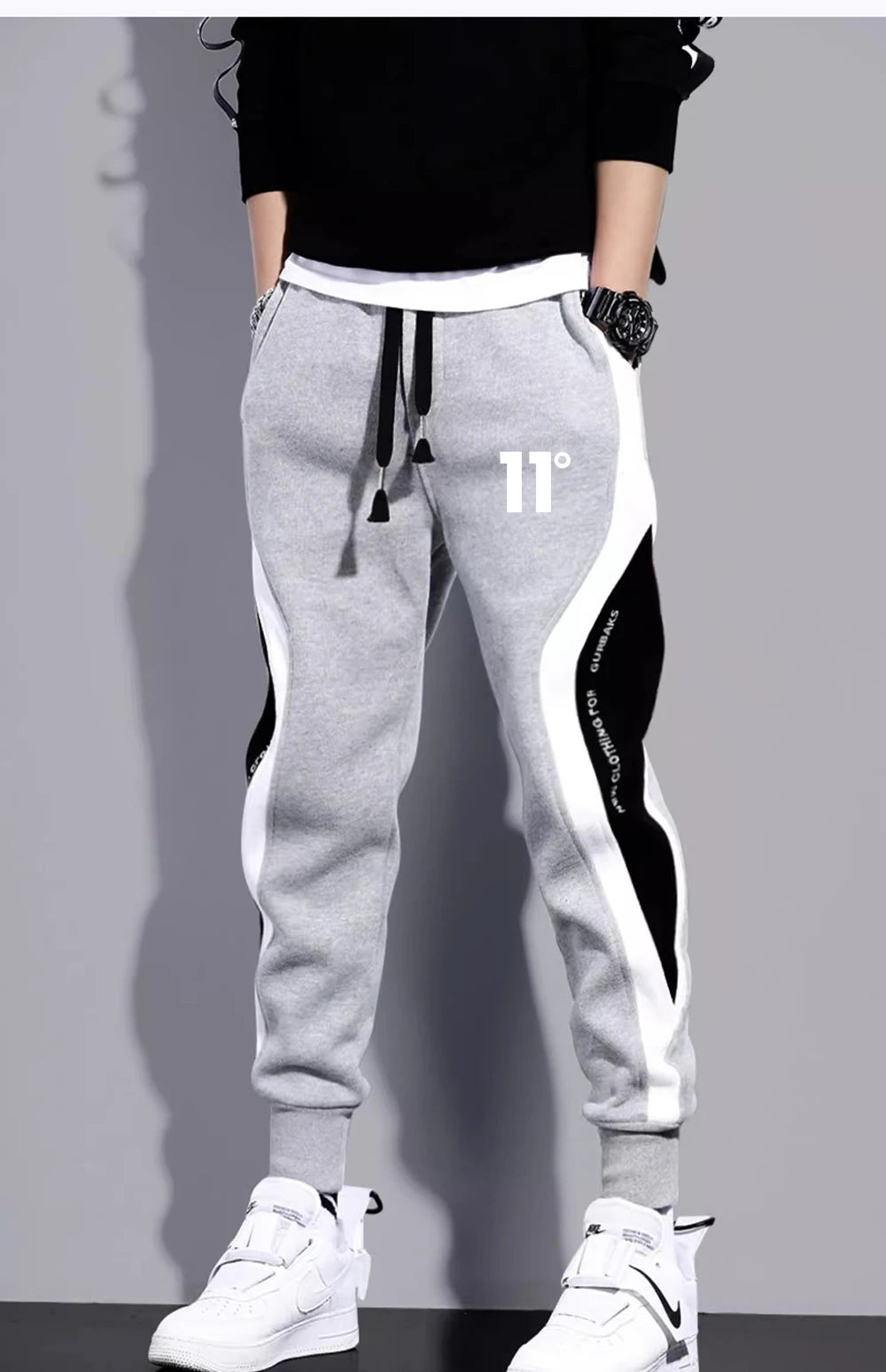 Men's 11 Print Patchwork Sweatpants – Stylish Joggers for Spring & Autumn