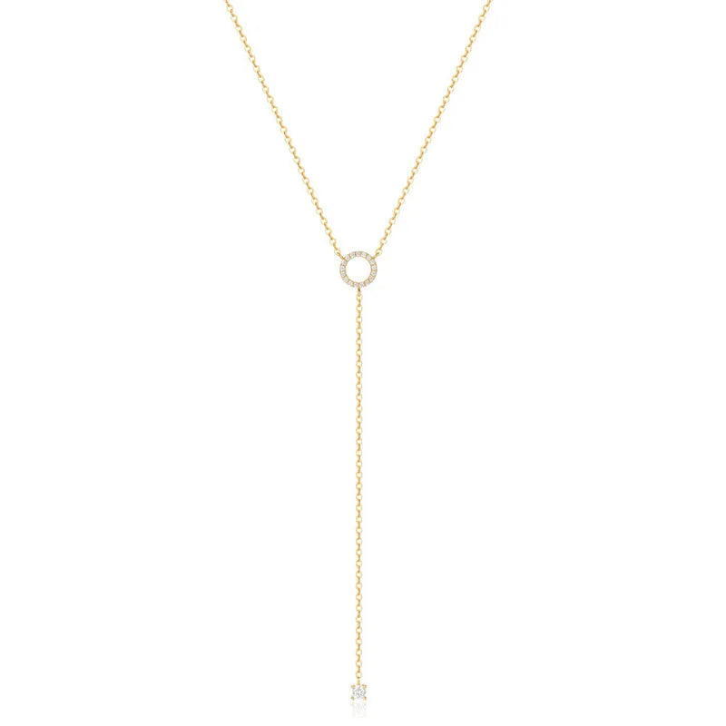 S925 Sterling Silver Double Circle Zircon Pendant Necklace ✨ – Elegant Long Choker for Women (Spring 2024)