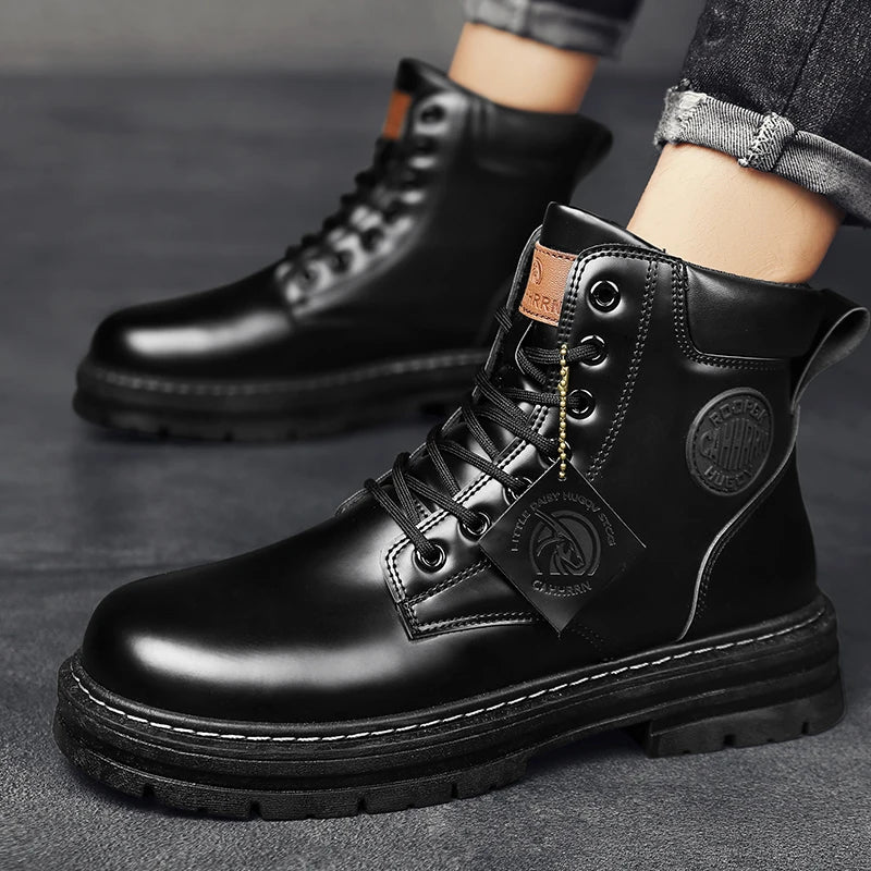 Men’s Retro High-Top Boots – Stylish & Durable Winter Footwear