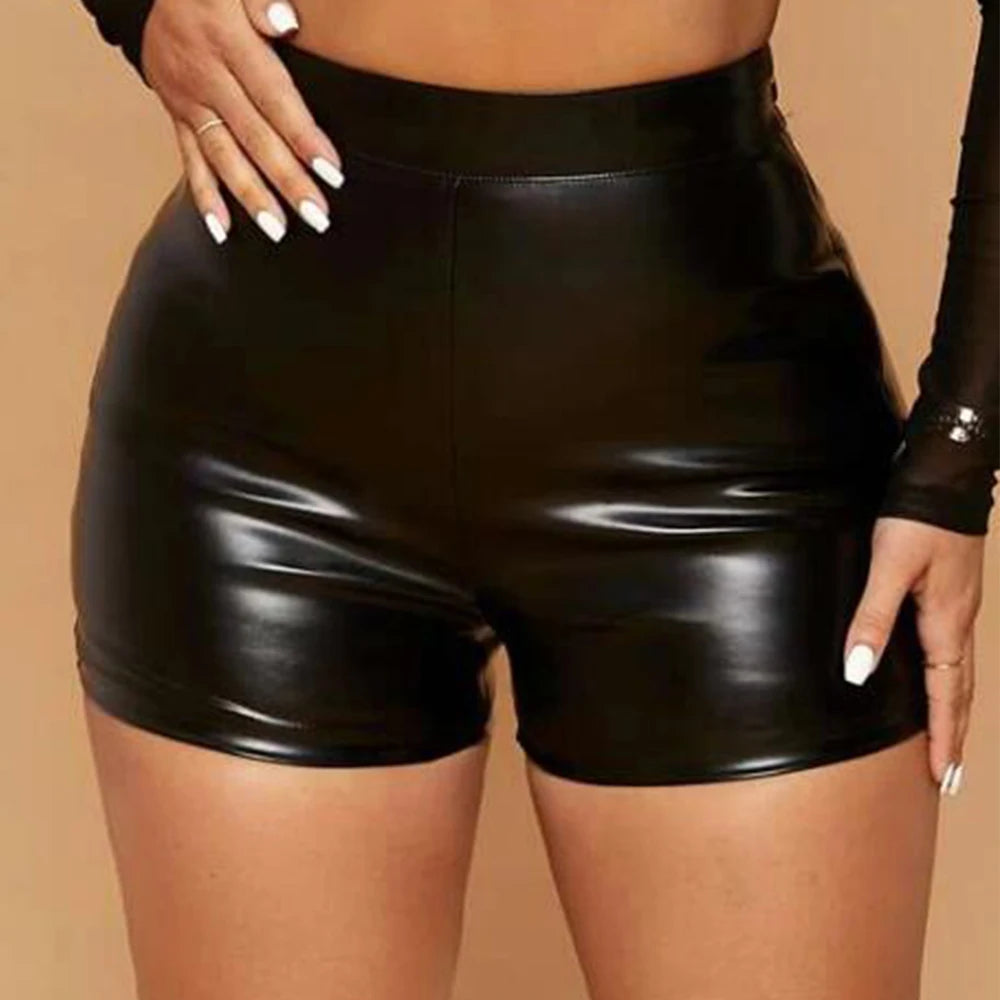 Women’s Wet Look High Waist Booty Shorts – Sexy Patent Leather Clubwear