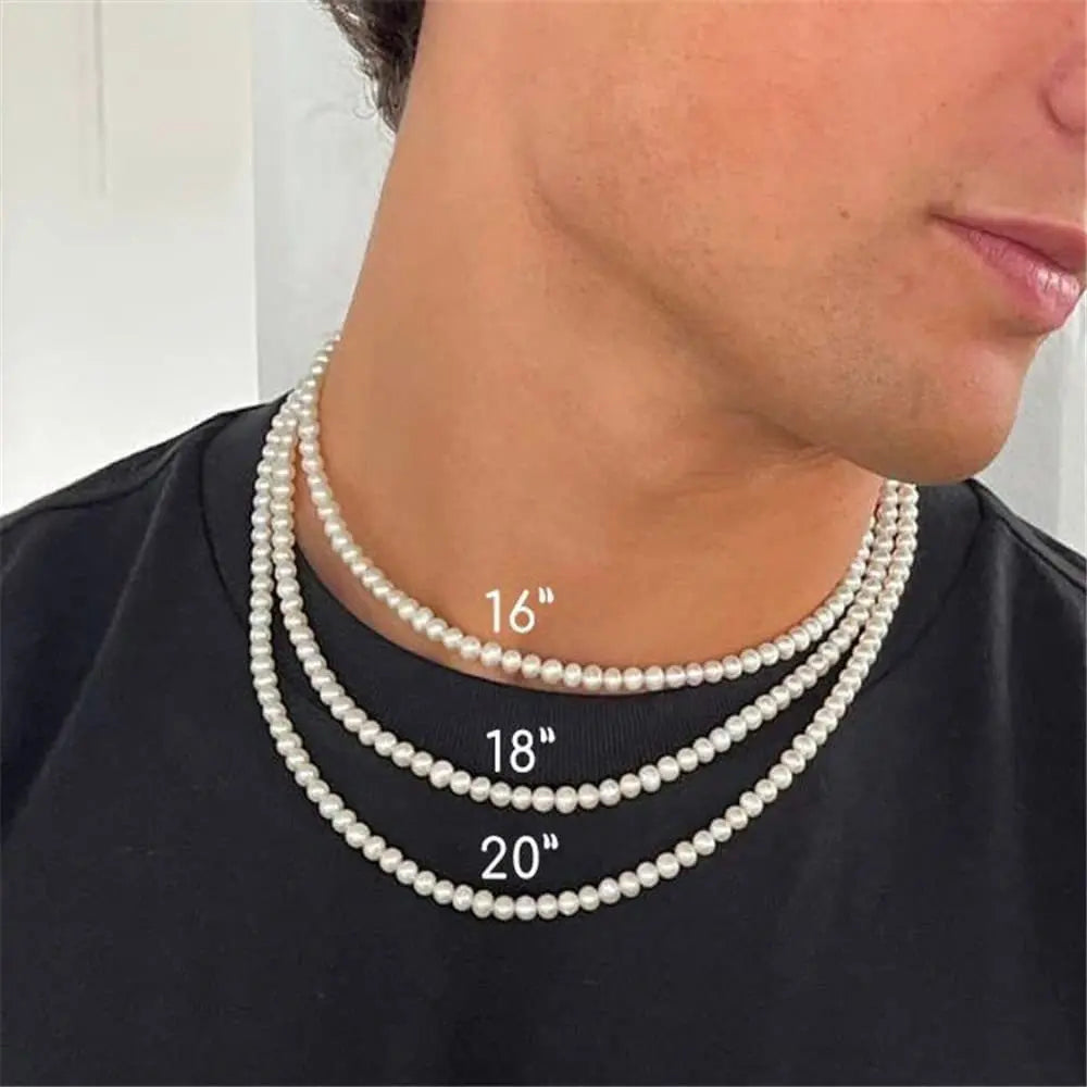 Cool Artificial White Pearl Necklace – Stylish Unisex Beaded Choker