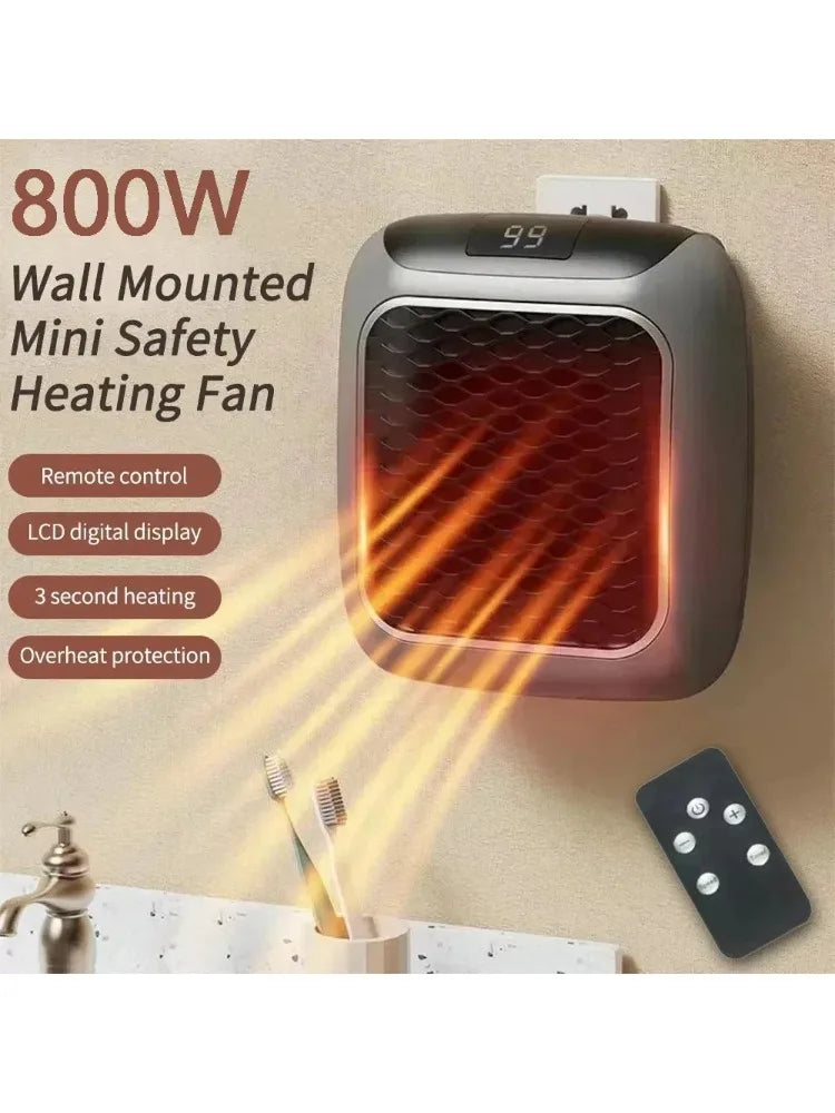 800W Mini Wall-Mounted Electric Heater – Compact & Efficient Home Heating