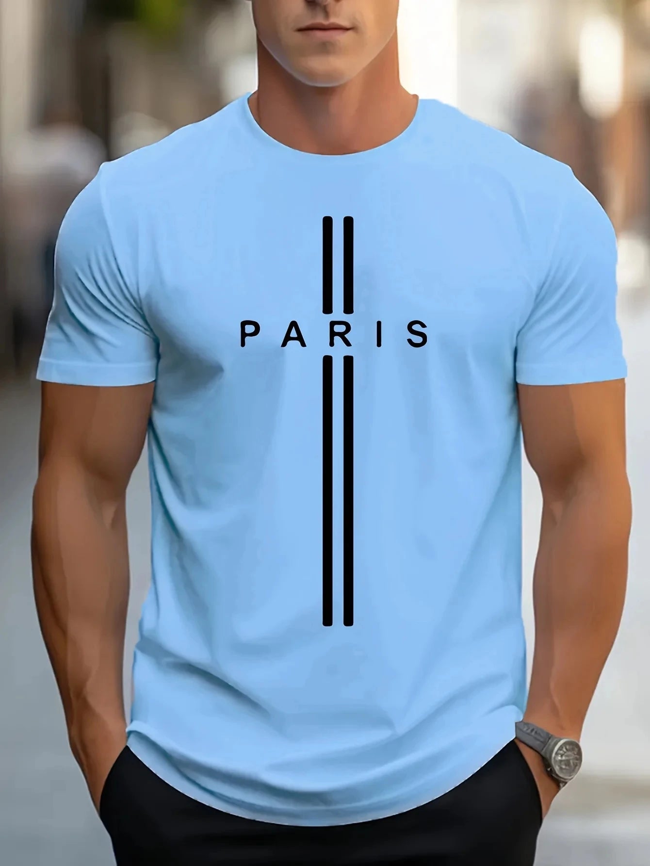 Men's 3D Paris Print T-Shirt – Casual Summer Short-Sleeve Tee